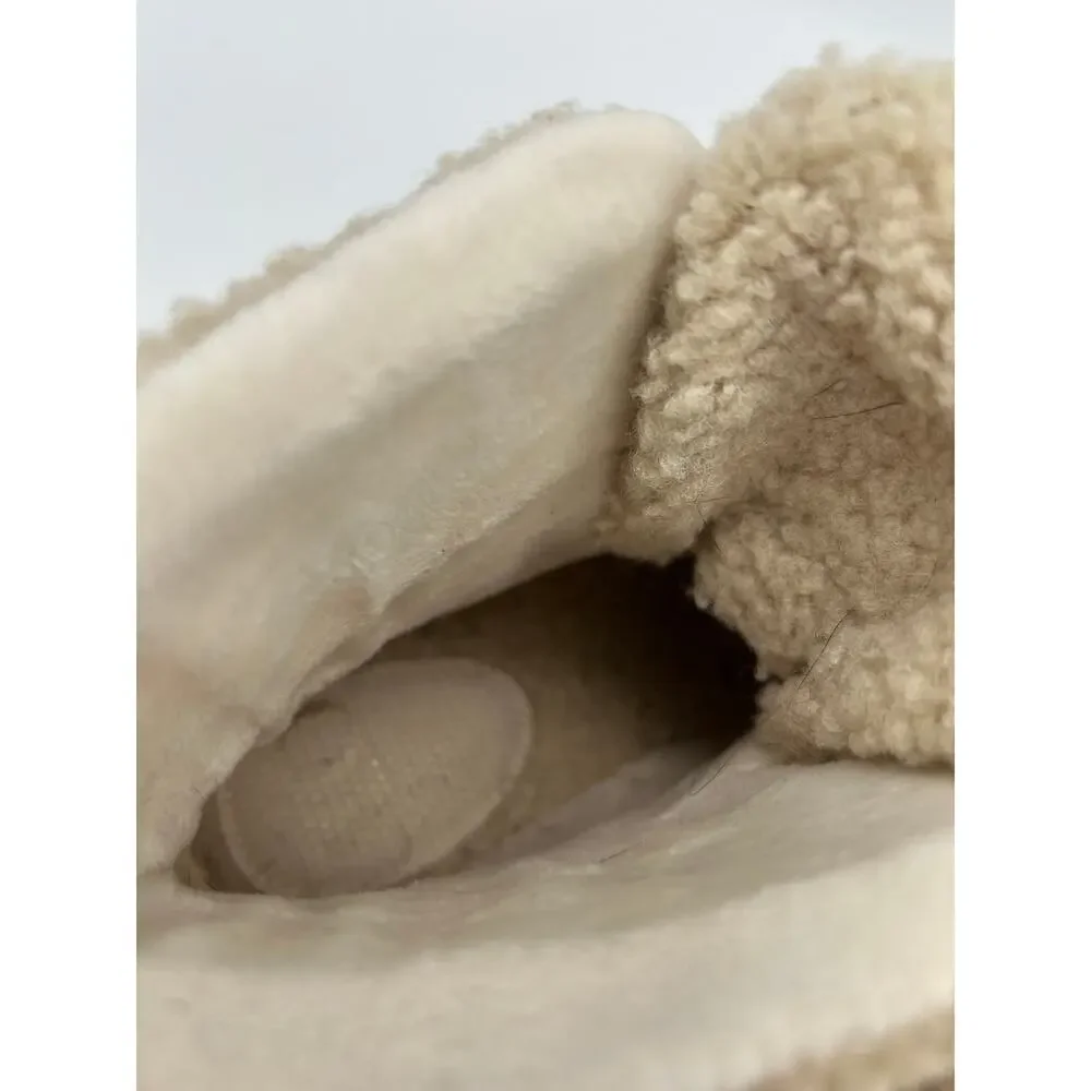 JLO Cream Faux Fur Snake Embossed Lace Up Hiker Boots SIZE 6 Winter Snow Outdoor